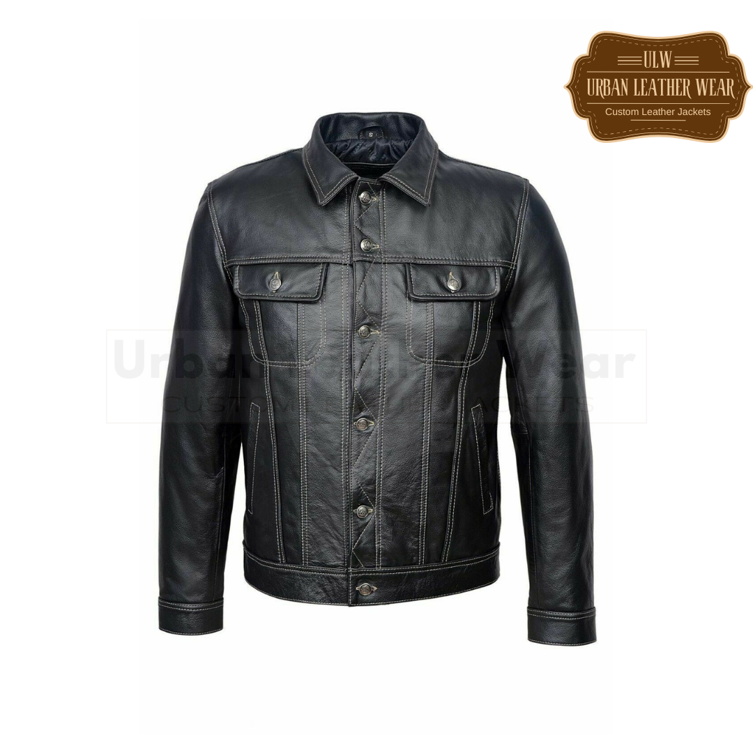 Shop our Men Leather Trucker Jacket. Genuine leather