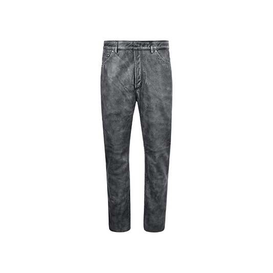 Grey Leather Pants Bikers Full Grain Waxed URBAN LEATHER WEAR LTD