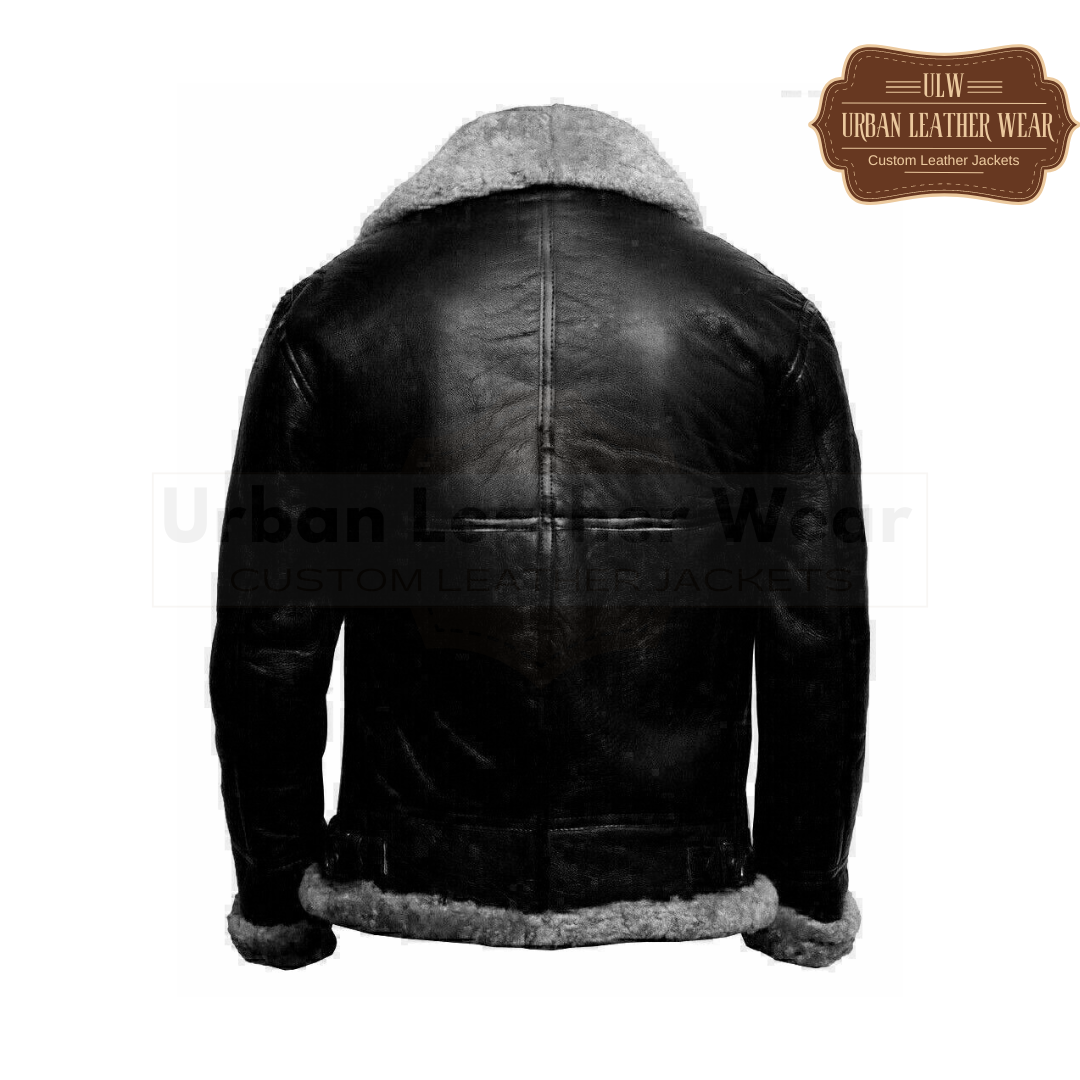 Men RAF B3 Flying Bomber Shearling Leather Jacket