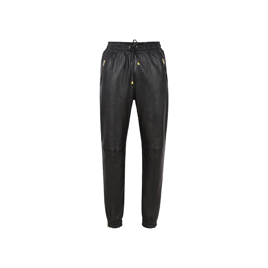 Leather Trousers Black Napa Sweat Track Pant URBAN LEATHER WEAR LTD