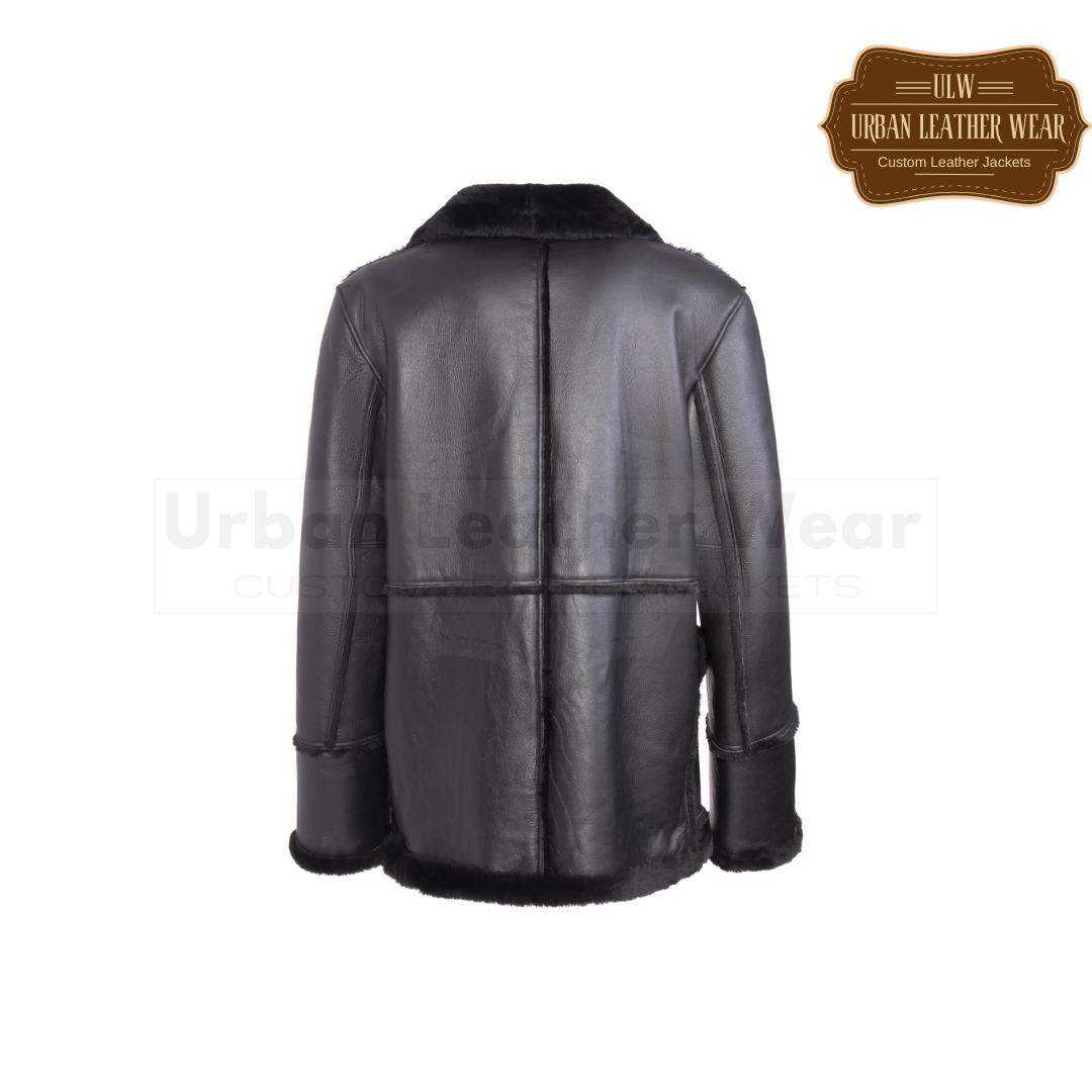 Men retro shearling jacket black coat sale URBAN LEATHER WEAR LTD