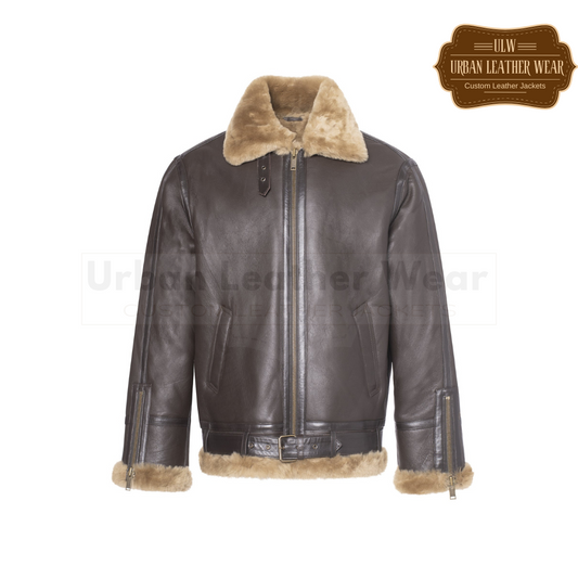 Men Shearling Leather Moto Jacket URBAN LEATHER WEAR LTD