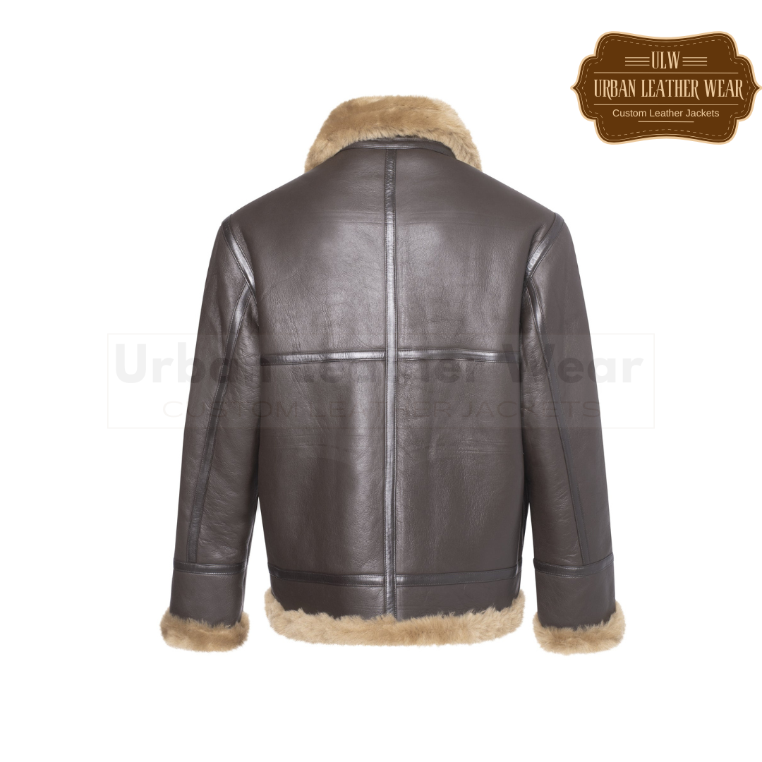 Men Shearling Leather Moto Jacket URBAN LEATHER WEAR LTD