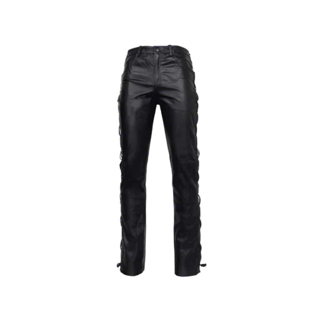 Men Side Laces  Leather Trouser URBAN LEATHER WEAR LTD