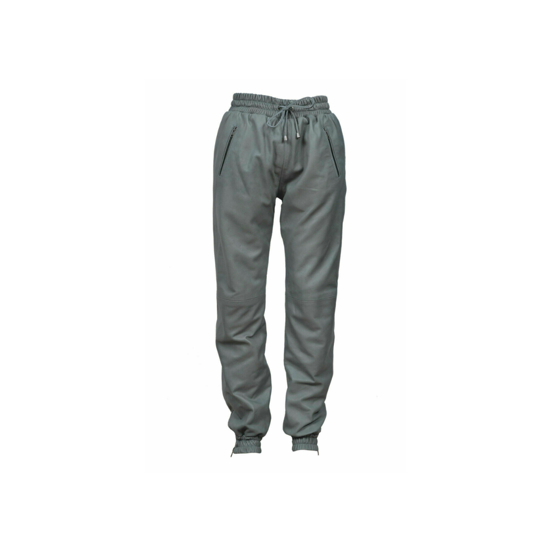 Leather Grey Pant Soft Slim Fit Joggers URBAN LEATHER WEAR LTD