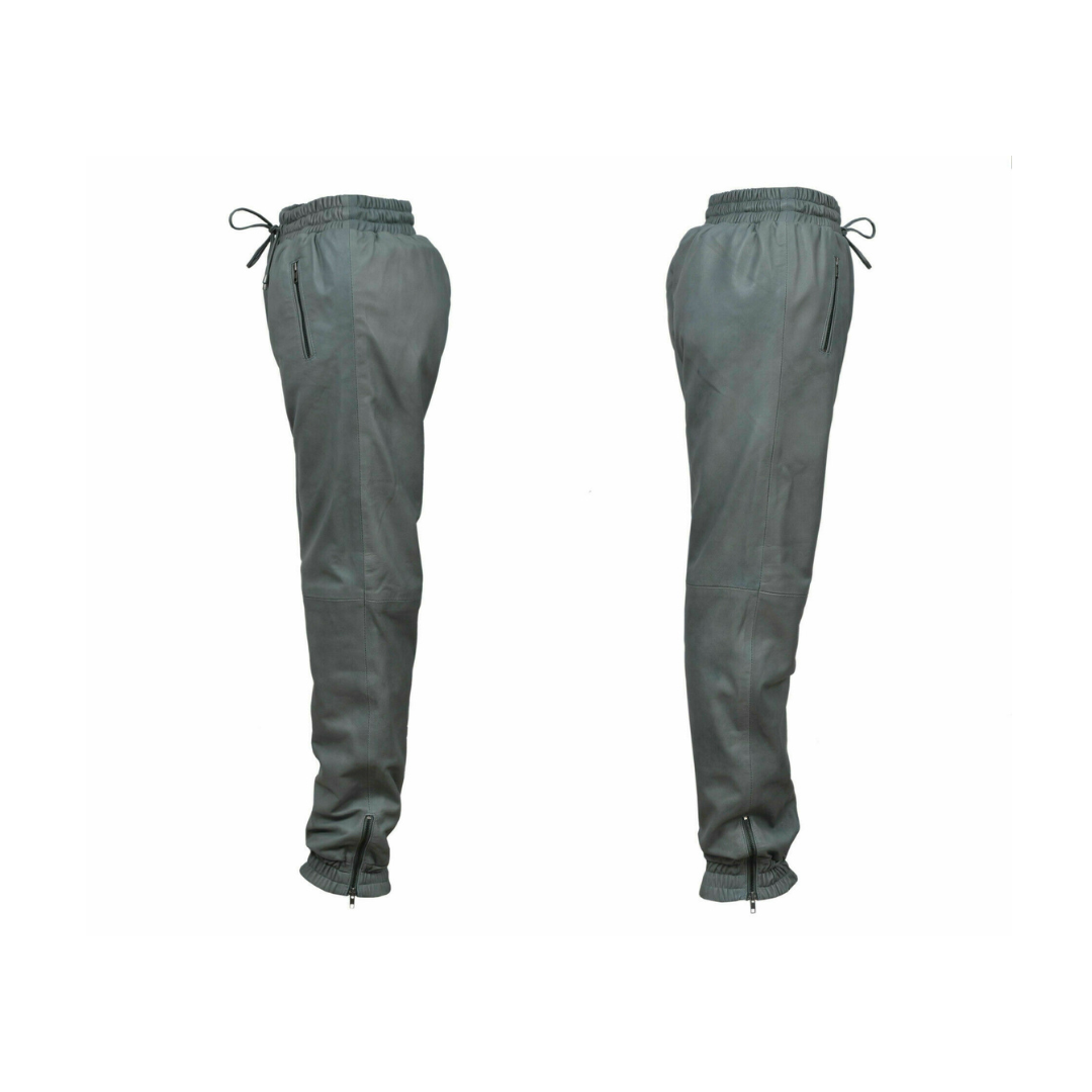Leather Grey Pant Soft Slim Fit Joggers URBAN LEATHER WEAR LTD