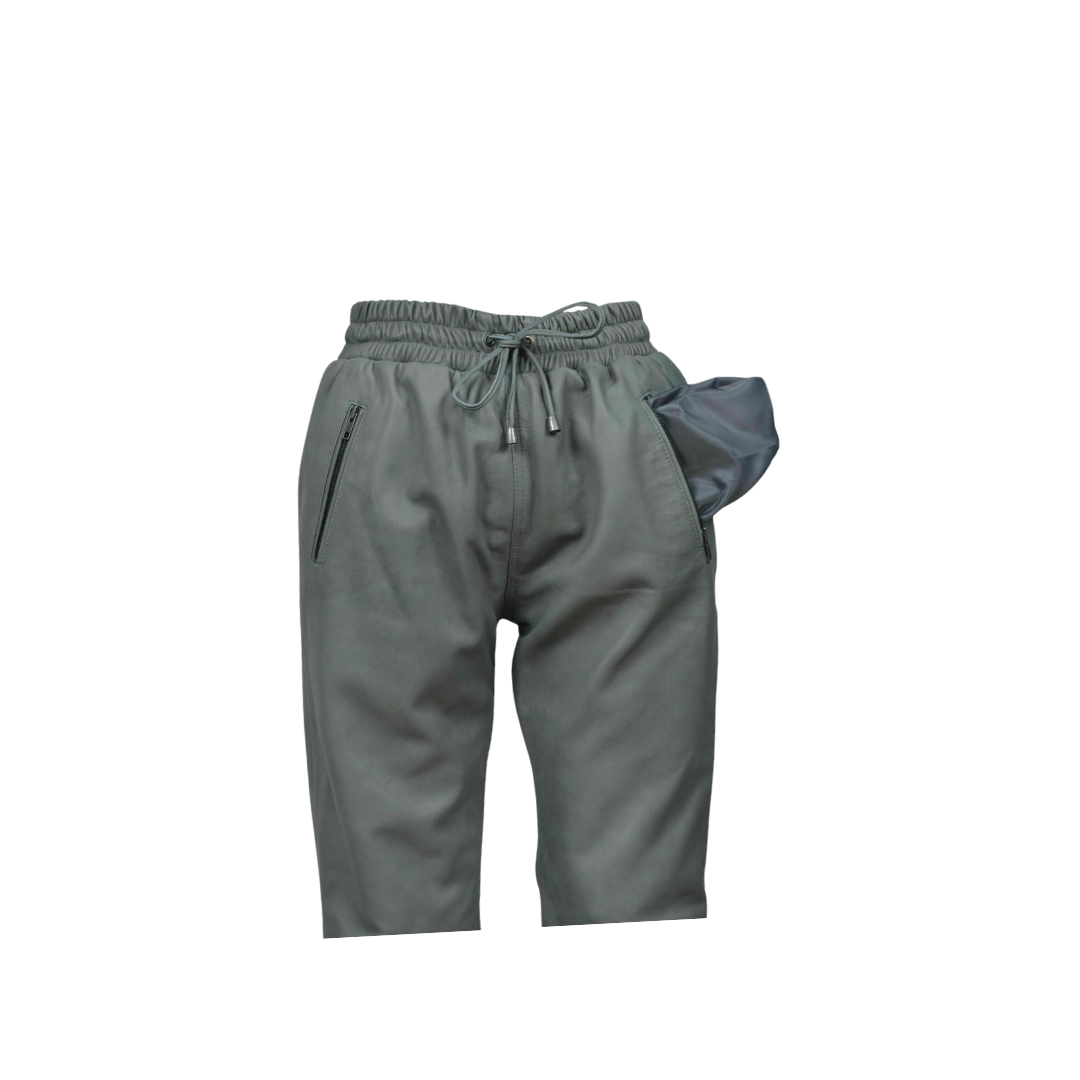 Leather Grey Pant Soft Slim Fit Joggers URBAN LEATHER WEAR LTD