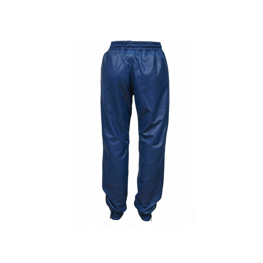 Leather Blue Pant Soft Slim Fit Joggers URBAN LEATHER WEAR LTD