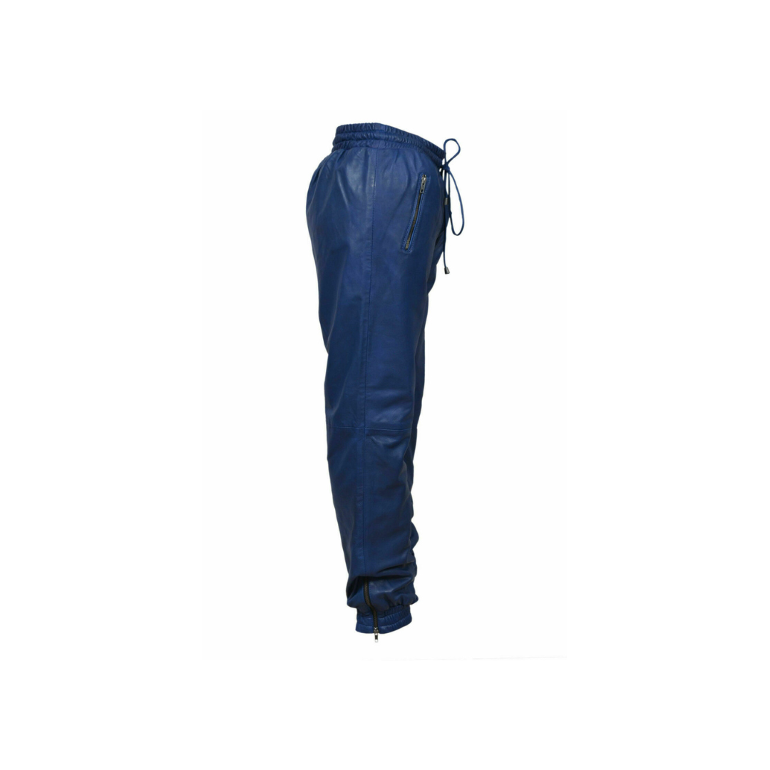 Leather Blue Pant Soft Slim Fit Joggers URBAN LEATHER WEAR LTD