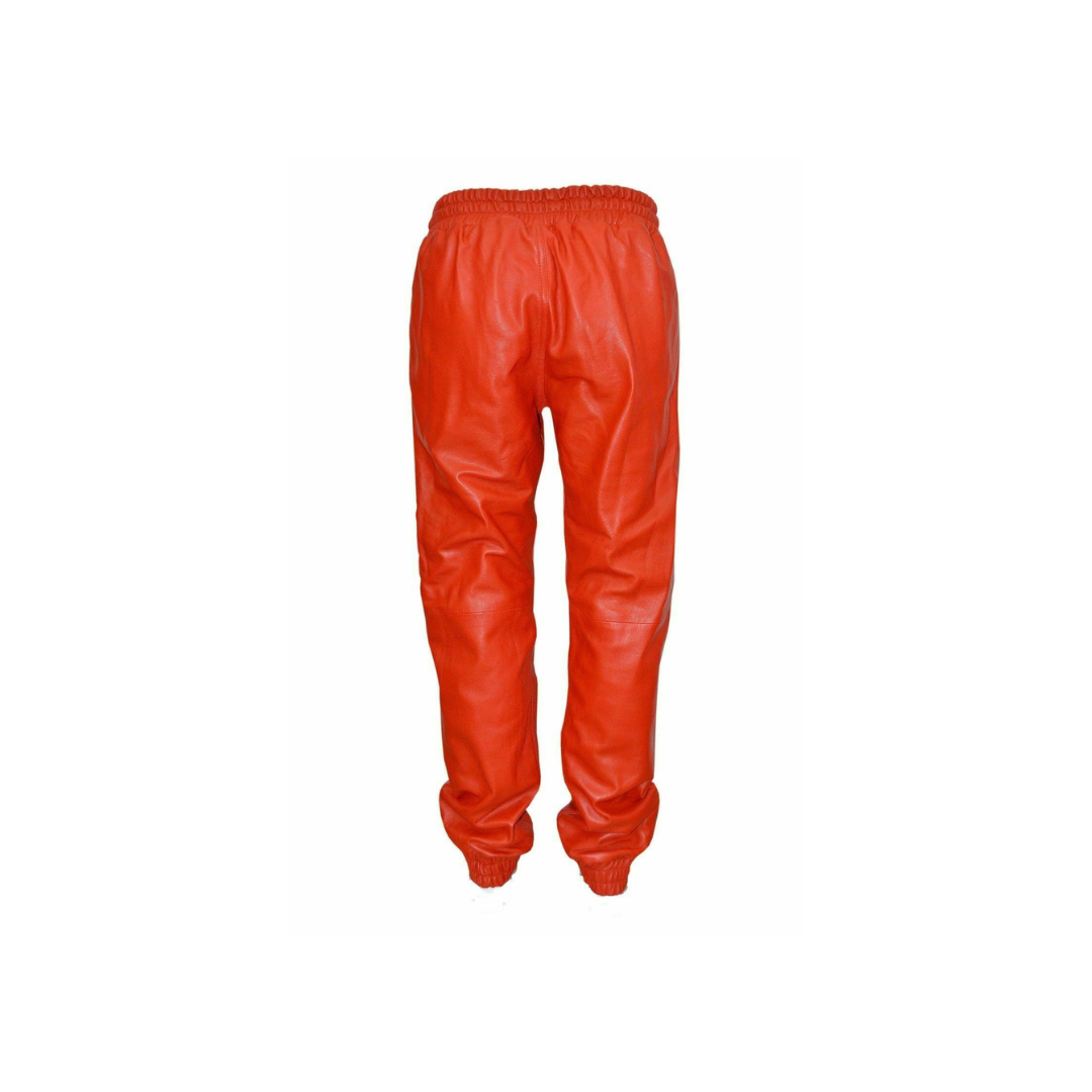 Men Jogger Red Real Soft Leather Pant URBAN LEATHER WEAR LTD