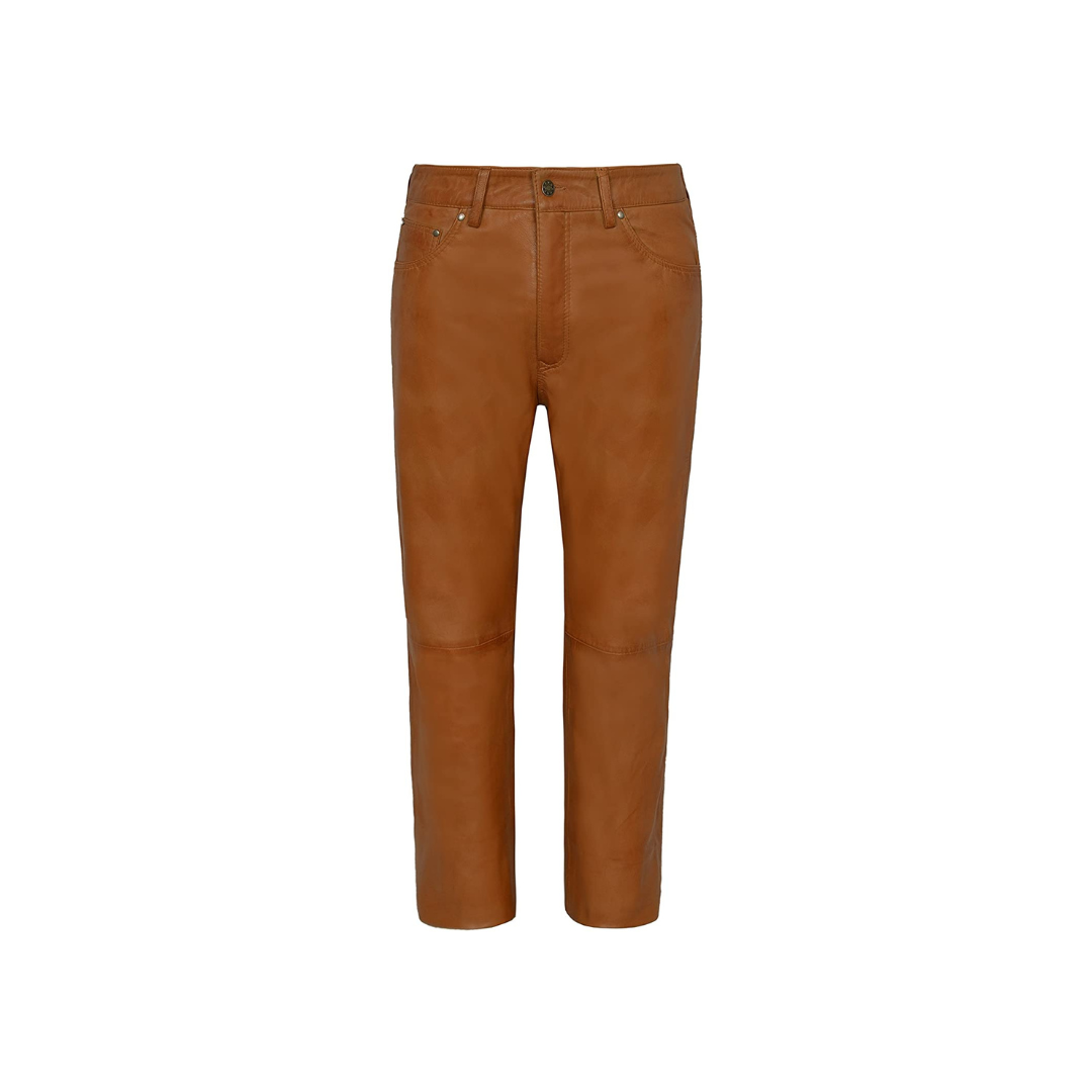 Real Leather Trouser - Tan Napa Biker Jeans Style URBAN LEATHER WEAR LTD