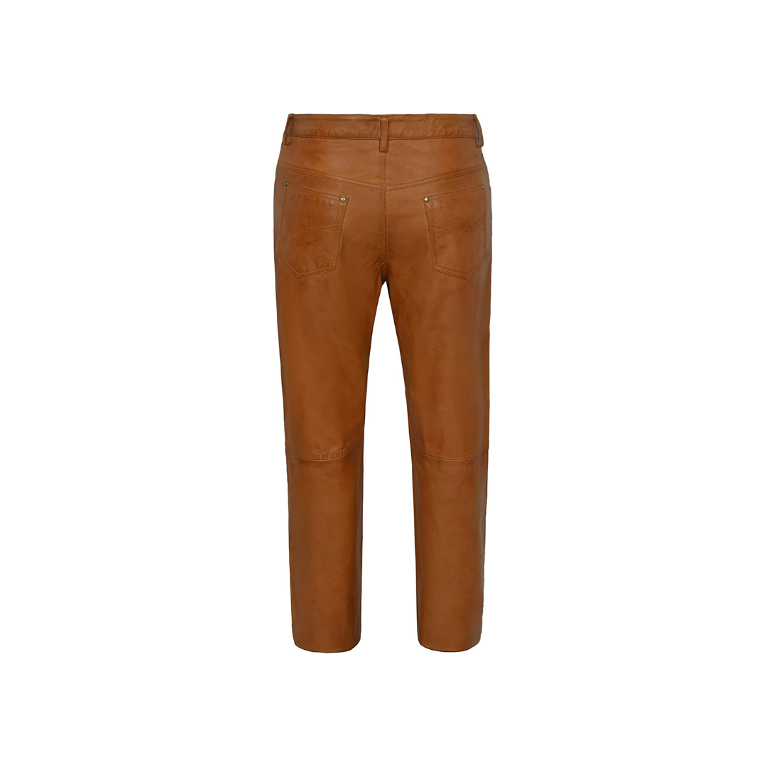 Real Leather Trouser - Tan Napa Biker Jeans Style URBAN LEATHER WEAR LTD