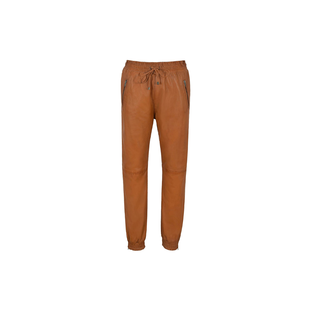 Leather Trousers Tan Zip Jogging Bottom URBAN LEATHER WEAR LTD