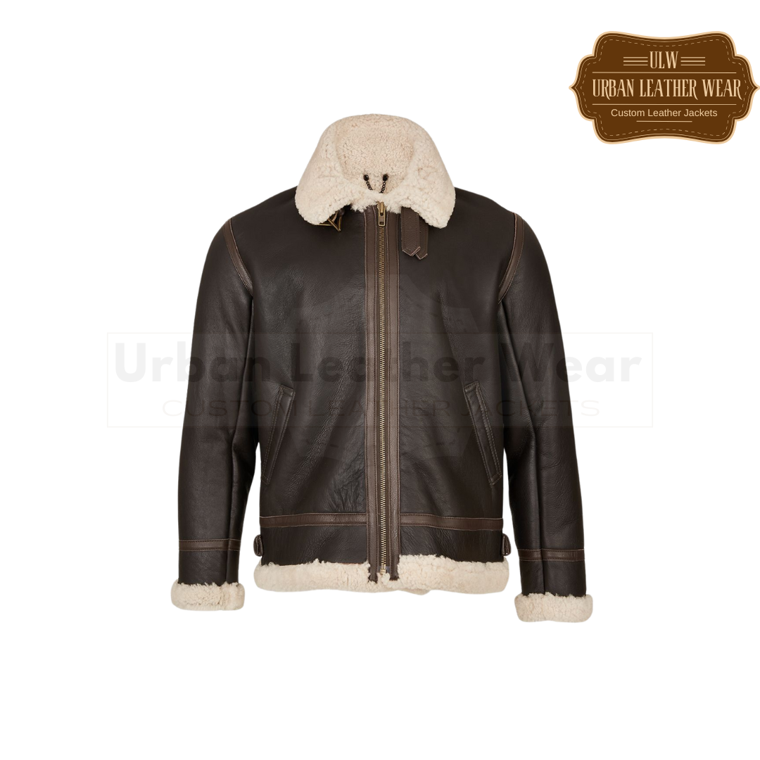 Men Shearling Classic Aviator Jacket URBAN LEATHER WEAR LTD