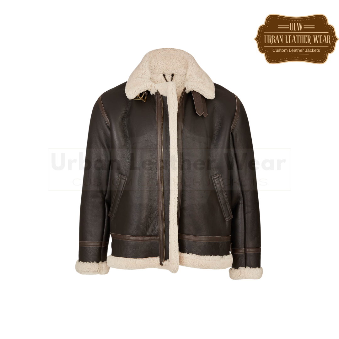 Men Shearling Classic Aviator Jacket URBAN LEATHER WEAR LTD