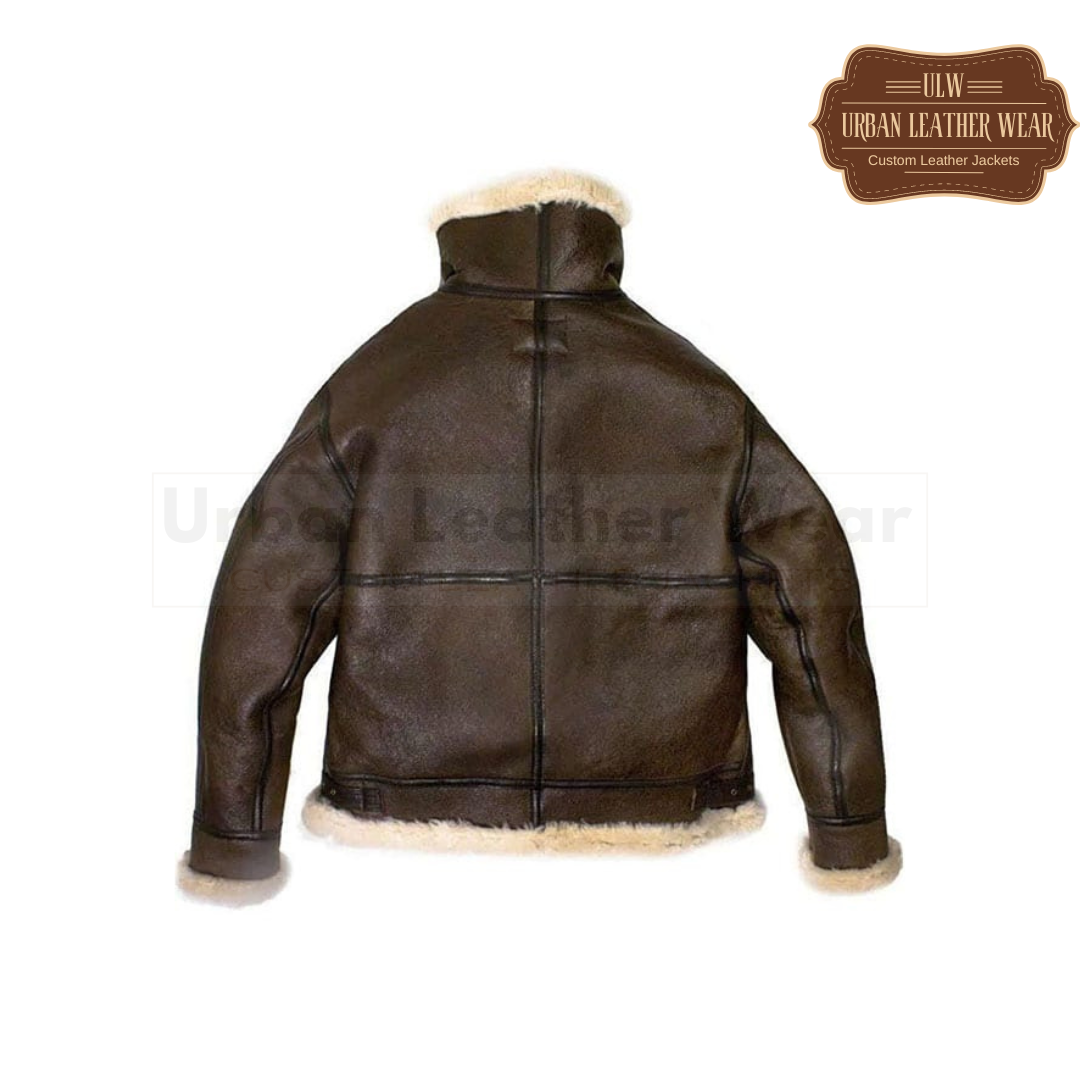 Mens B3 Bomber Aviator WWII Shearling Leather Jacket