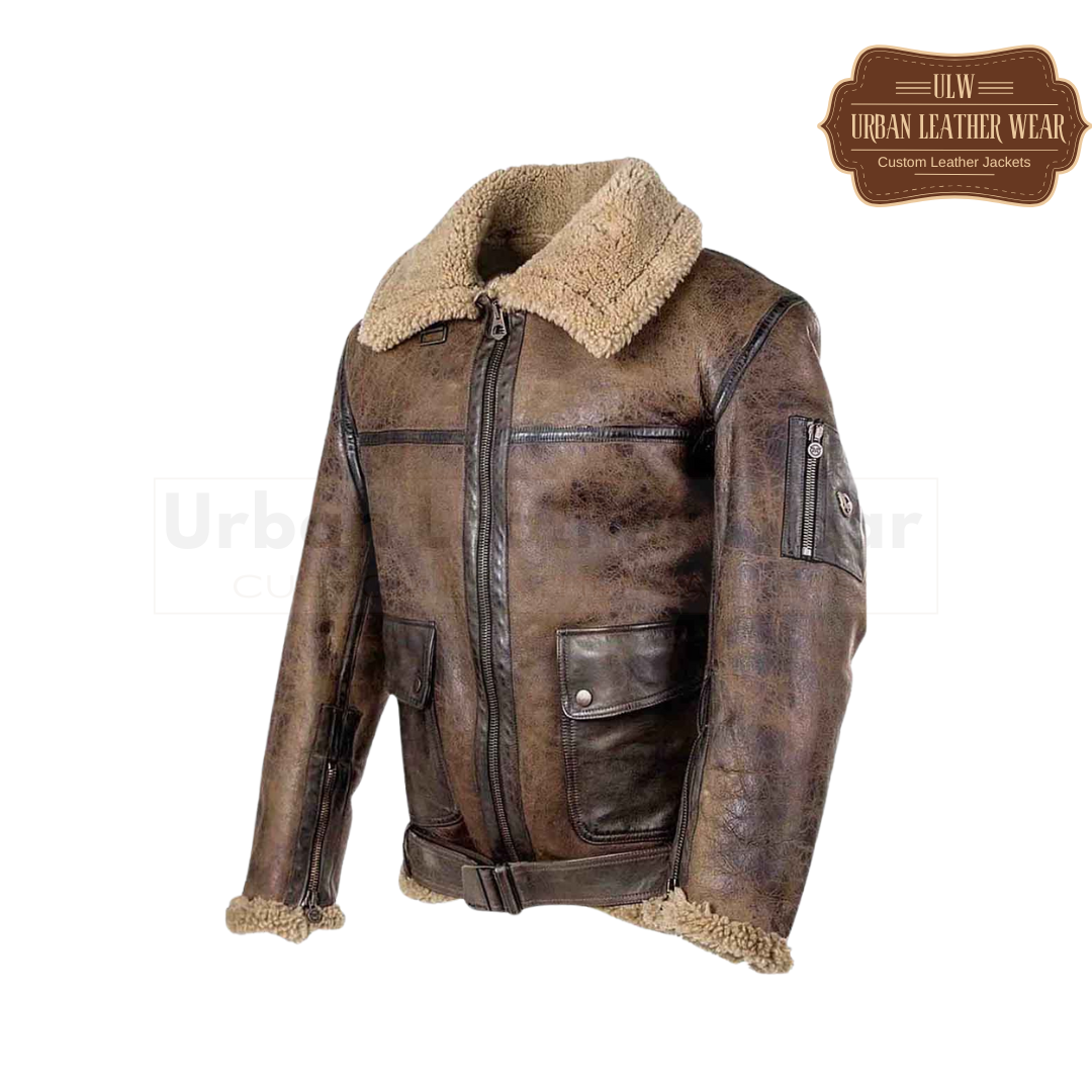 Shop our Mens Brown Shearling Distressed Leather Jacket. 