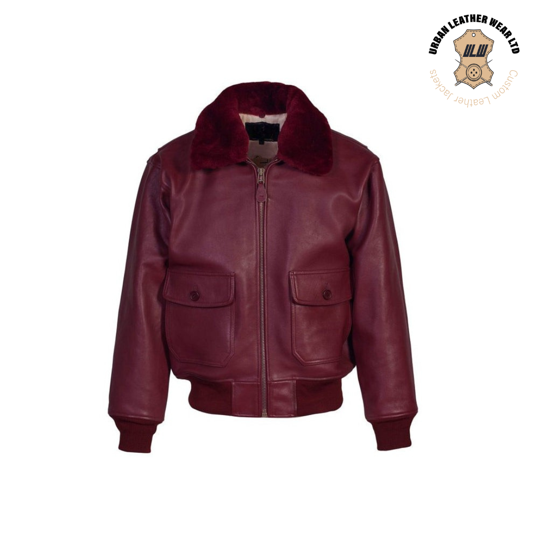 Men Burgundy G-1 Flight Bomber Jacket URBAN LEATHER WEAR LTD