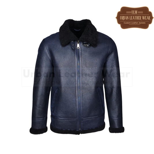 Shop our Men Nappa Shearling Leather Jacket Navy.