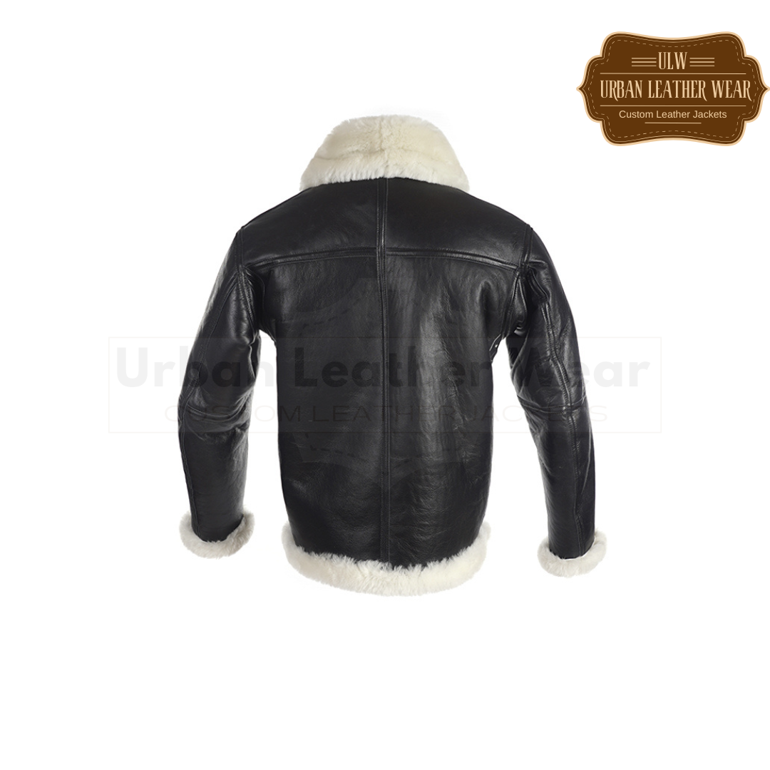 Premium Shearling Fur Leather Jacket Black URBAN LEATHER WEAR LTD