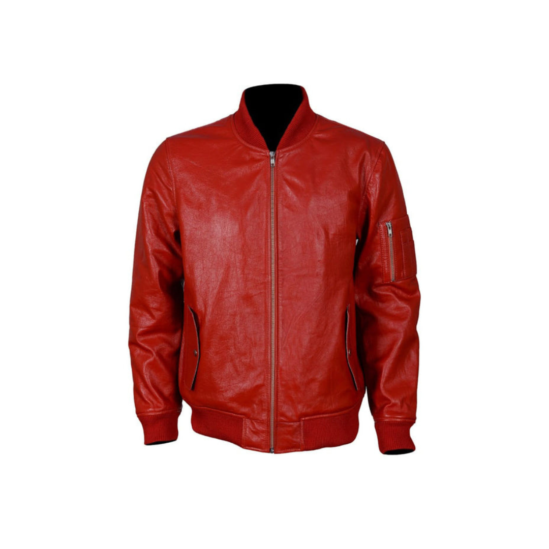 Red MA-1 Bomber Flight Jacket URBAN LEATHER WEAR LTD