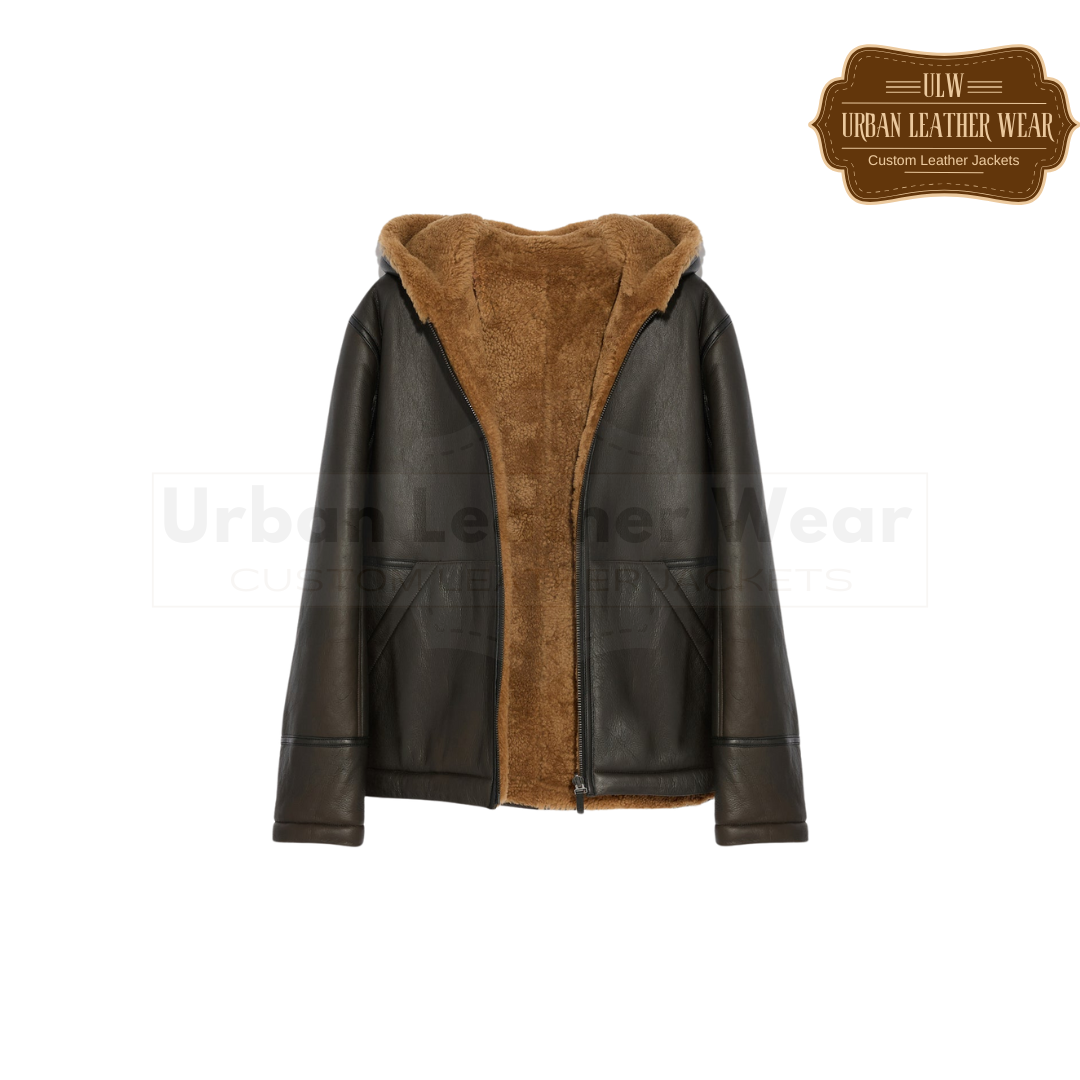 Reversible Silky Shearling Hooded Leather Jacket URBAN LEATHER WEAR LTD