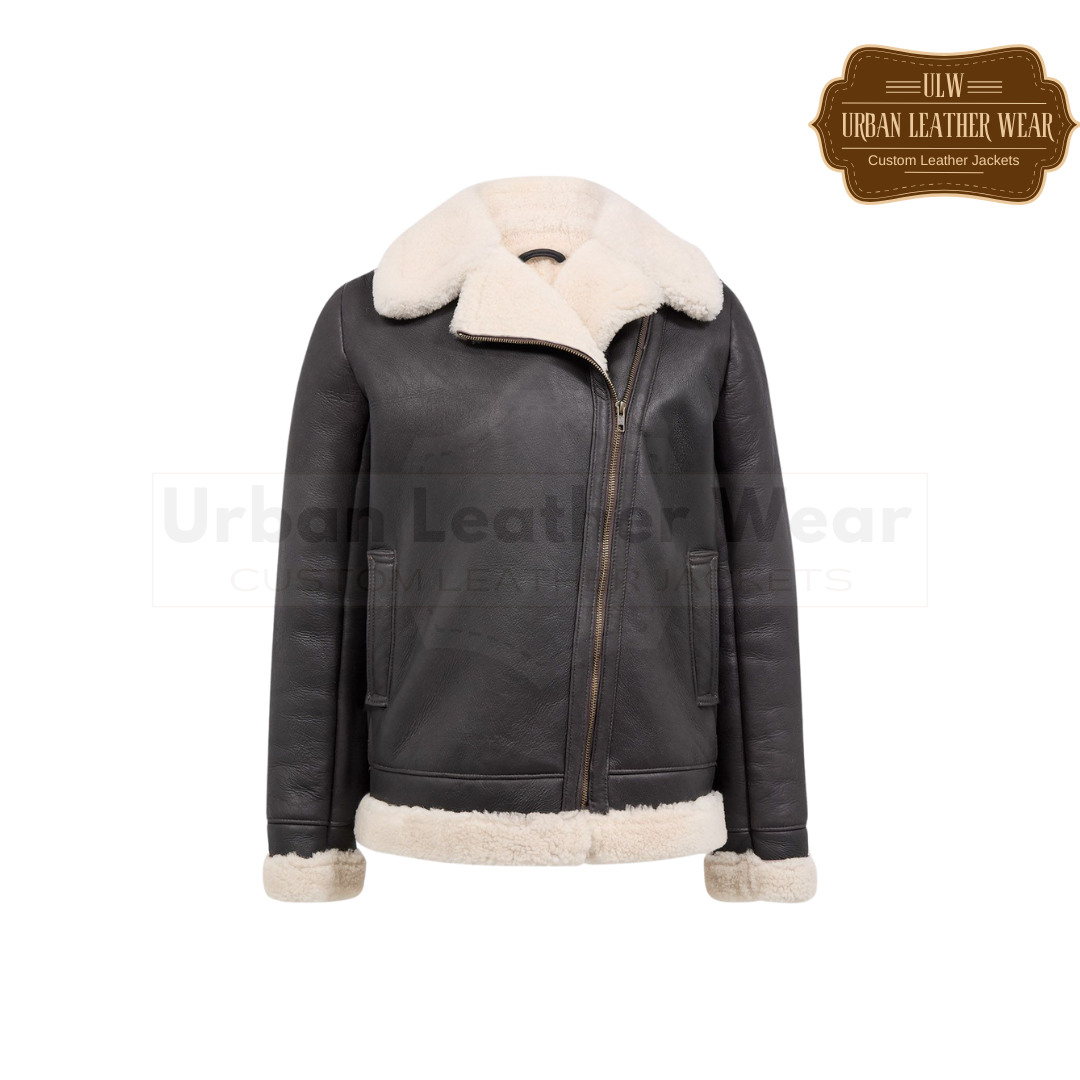 Rustic Shearling Biker Jacket URBAN LEATHER WEAR LTD