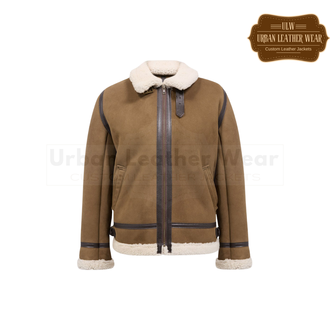 Women Shearling Aviator Jacket brown URBAN LEATHER WEAR LTD