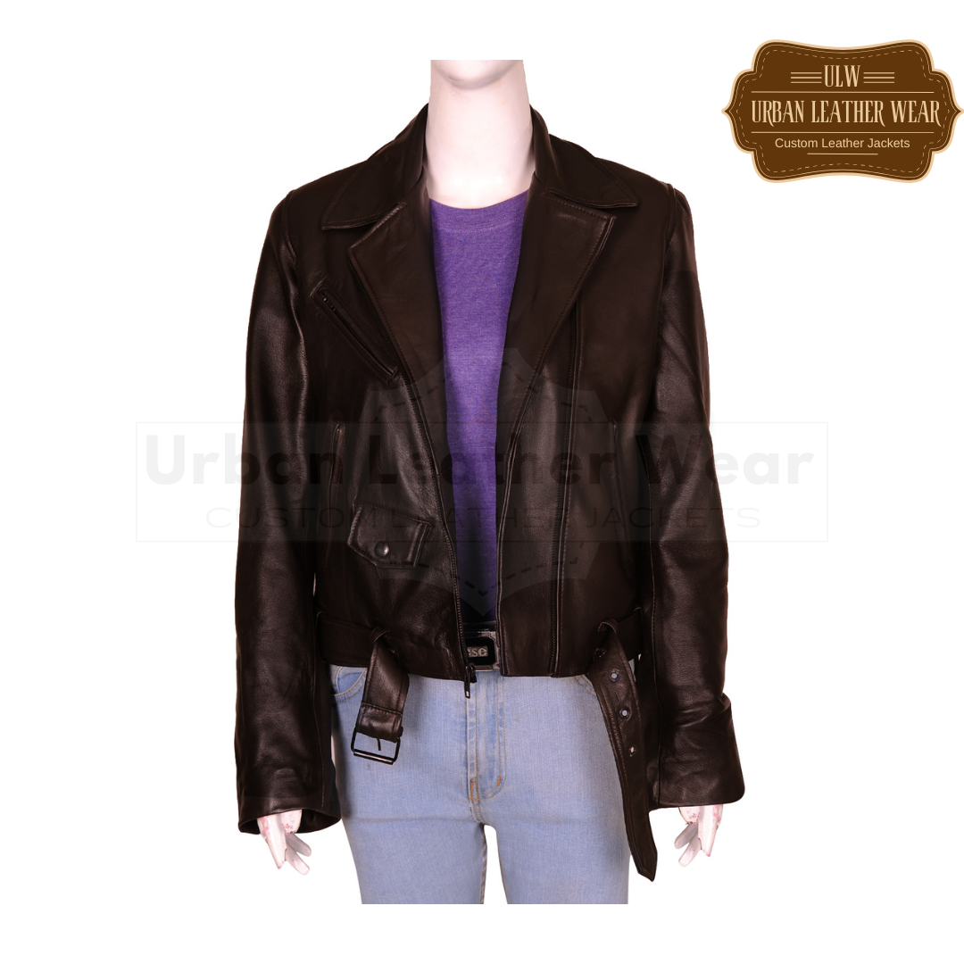 Buy our Women Shearling Fur Collar Brown Jacket. Made Real Leather