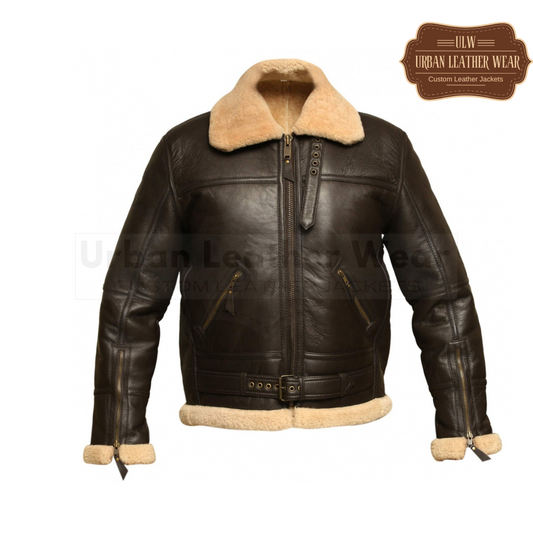 Men Shearling Leather Flight Jacket

