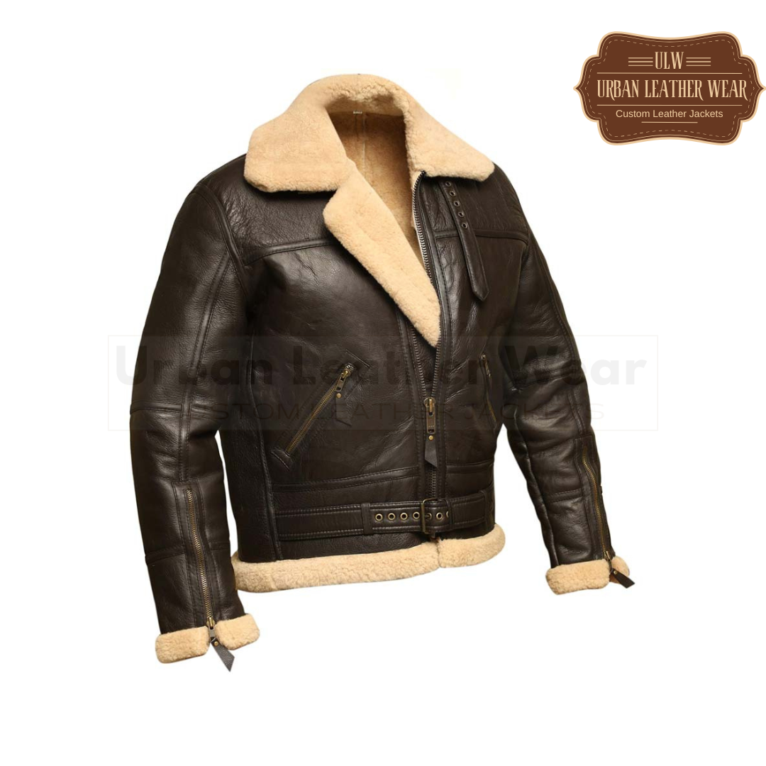 Men Shearling Leather Flight Jacket