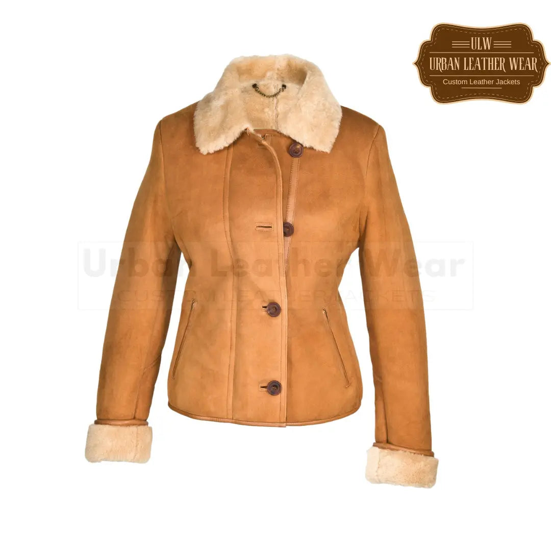 Shop our short shearling jacket for women. Crafted with durable leather