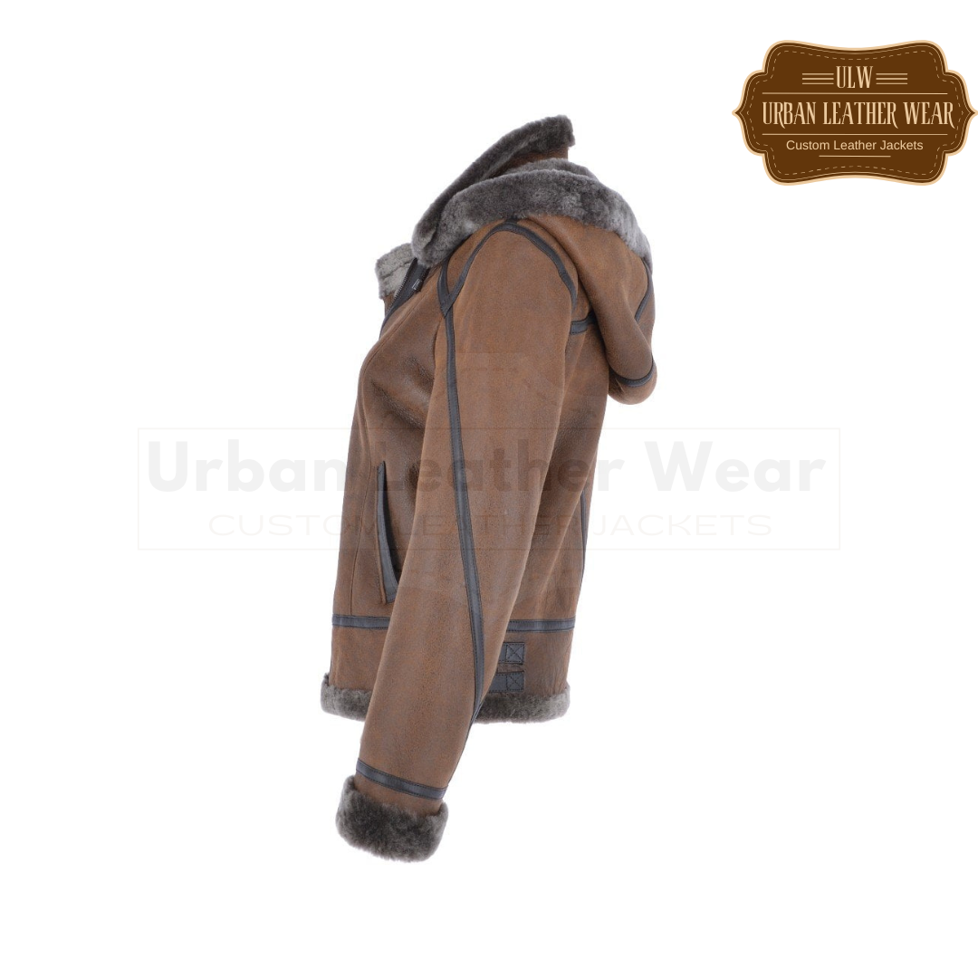 Buy our Short Hooded Shearling Flying Jacket. 