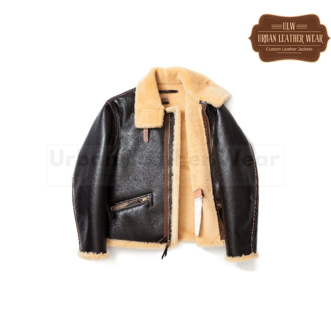 D1 Shearling Leather Jacket Black
