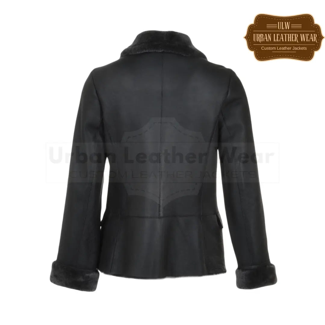 Shop our Women 3 Button Suede Black Leather Fur Trim Jacket.