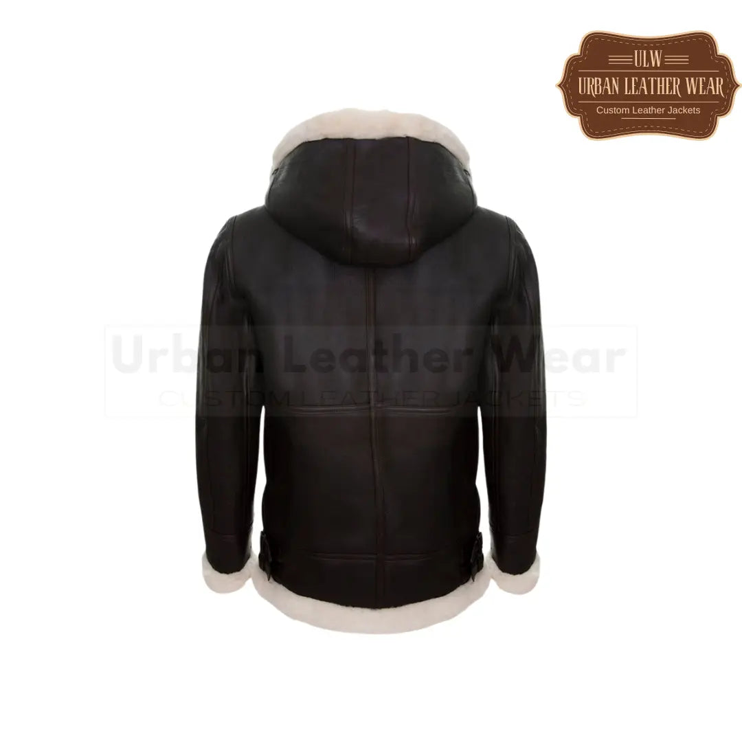 Women B3 With Detachable Hood Leather Shearling Jacket 