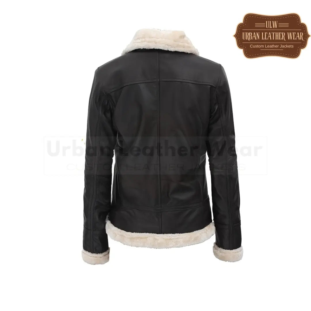 Women Brown Leather B3 Shearling Bomber Leather Jacket