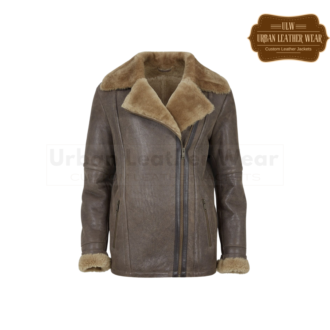 Women Aviator Shearling Leather Jacket URBAN LEATHER WEAR LTD