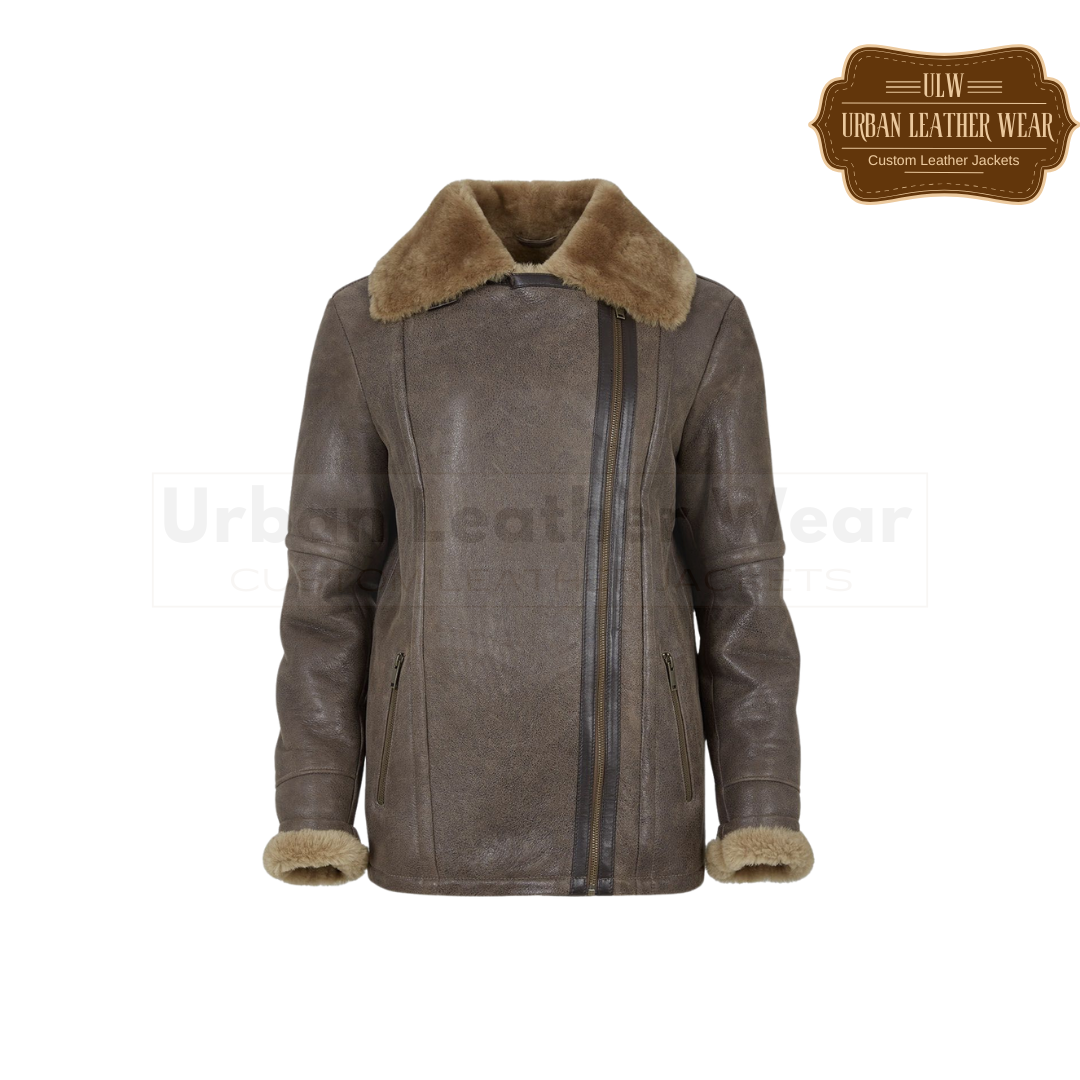 Women Aviator Shearling Leather Jacket URBAN LEATHER WEAR LTD