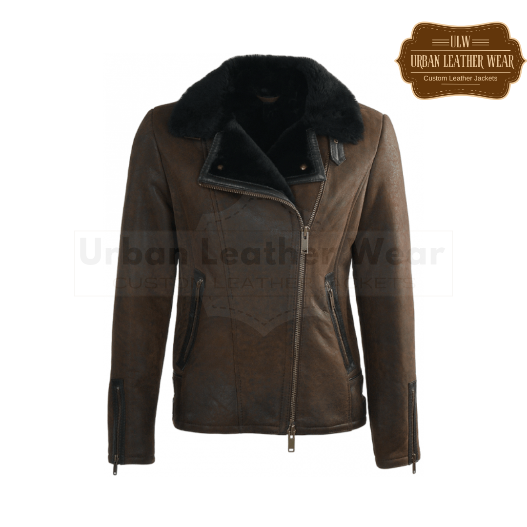 Buy this Women Shearling Bomber Biker Jacket is the perfect combination of style and comfort. 