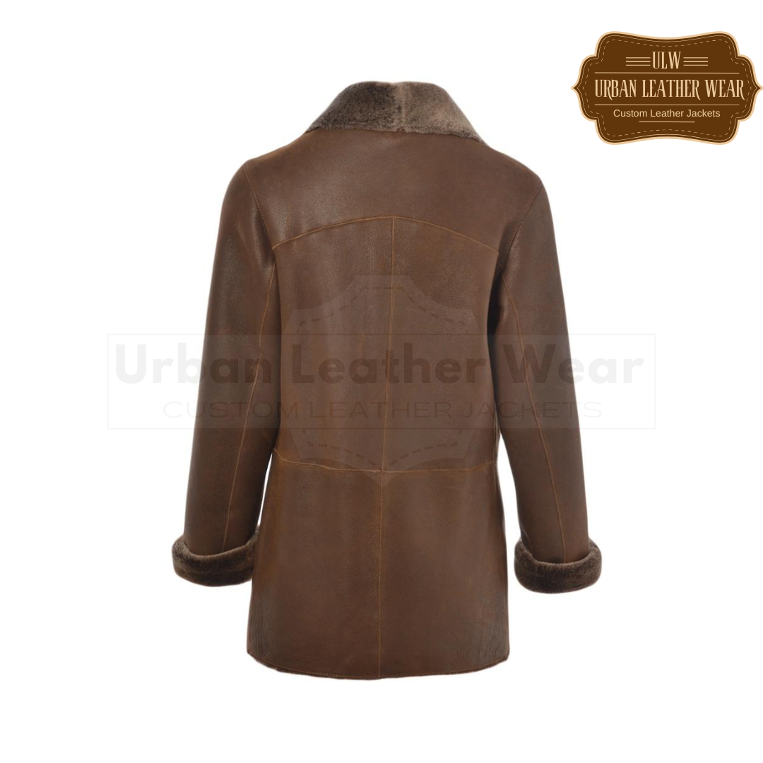 Buy our Shearling Leather Brown Button Down Jacket