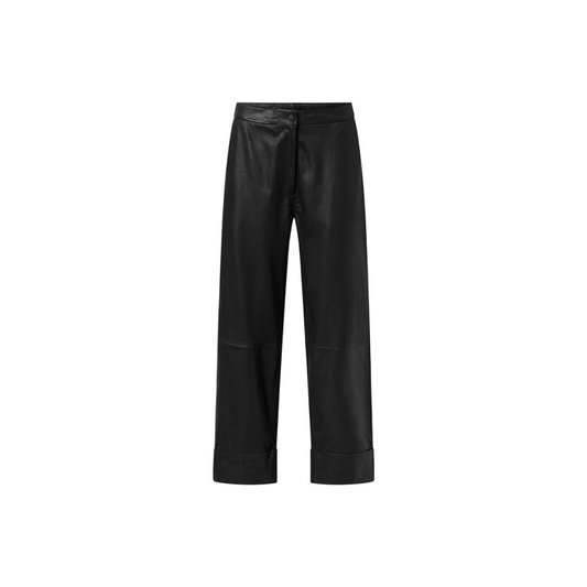 Women fold-up leather trousers - Black URBAN LEATHER WEAR LTD