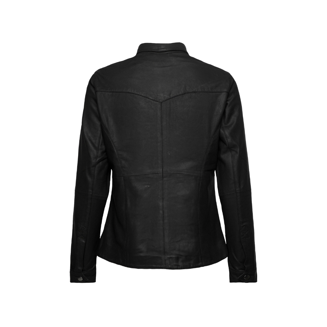 Long Sleeve Women Leather Shirt Black URBAN LEATHER WEAR LTD