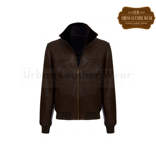 Chocolate Brown Leather Bomber Jacket URBAN LEATHER WEAR LTD