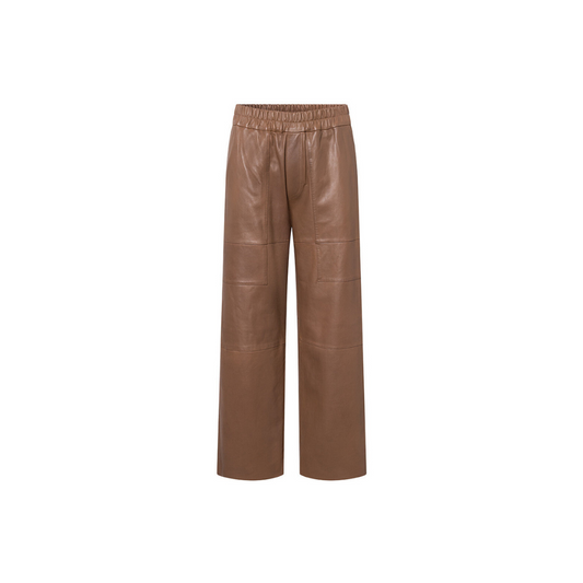 Women Brown leather pants in full length URBAN LEATHER WEAR LTD