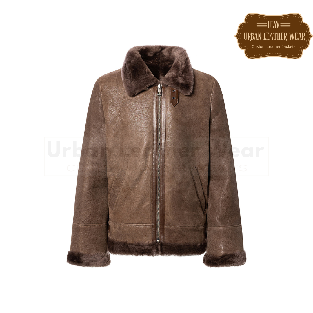 Real Leather Shearling jacket with high-end collar URBAN LEATHER WEAR LTD