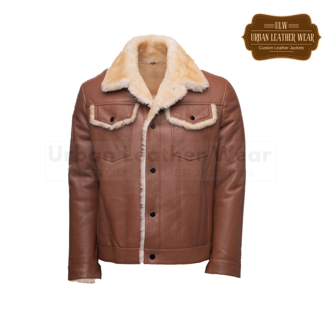 Shop our Western Trucker shearling coat in classic brown is the perfect addition to any wardrobe. 