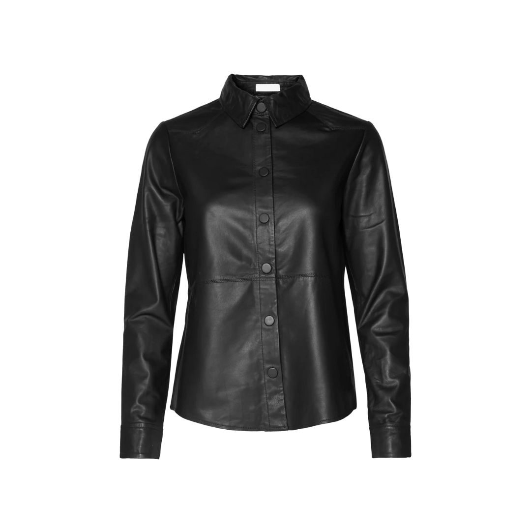Women black leather top URBAN LEATHER WEAR LTD