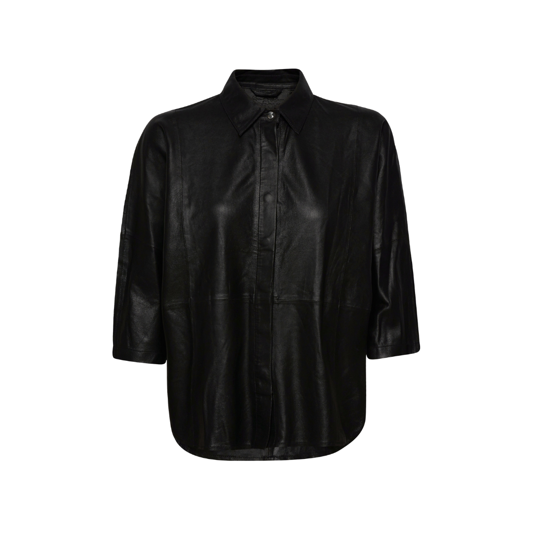 Ladies Leather Top Black URBAN LEATHER WEAR LTD