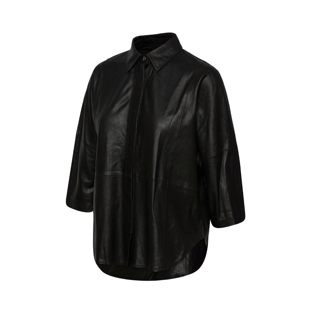 Ladies Leather Top Black URBAN LEATHER WEAR LTD